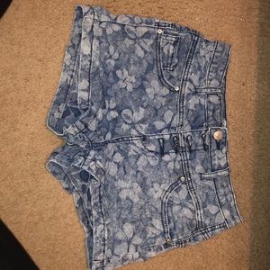 flower high rise  jean shorts